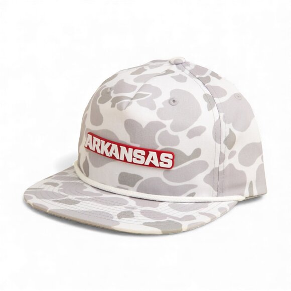 Arkansas Razorbacks ARKANSAS White 3D Umpqua Rope Hat- Blizzard Duck Camo/ White - Picture 2 of 3
